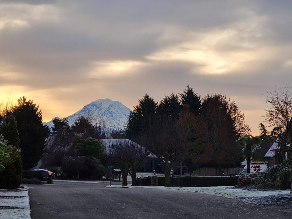 Mt. Rainier on a crisp January morning